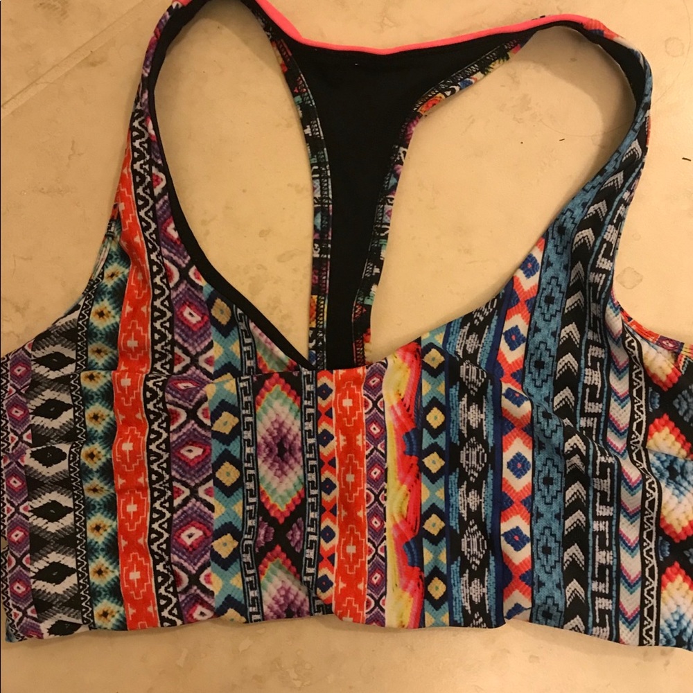 Tribal neon sports bra